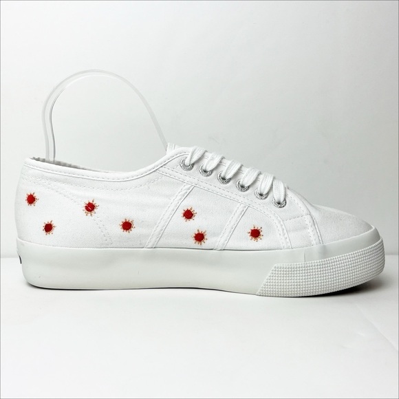 Superga X Chicas Latina Embroidered Sneakes 8 white canvas platform cactus shoes - Picture 7 of 12